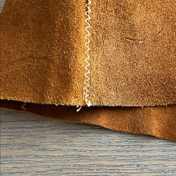 Vintage Chestnut Brown Suede Snap Front A-Line Skirt - Picture 6 of 12